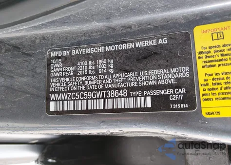 2016 Mini Countryman Cooper S z USA, uszkodzony, nr VIN WMWZC5C59GWT38648